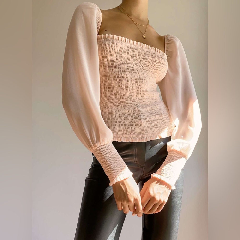 Wilfred Light Pink Smocked Blouse